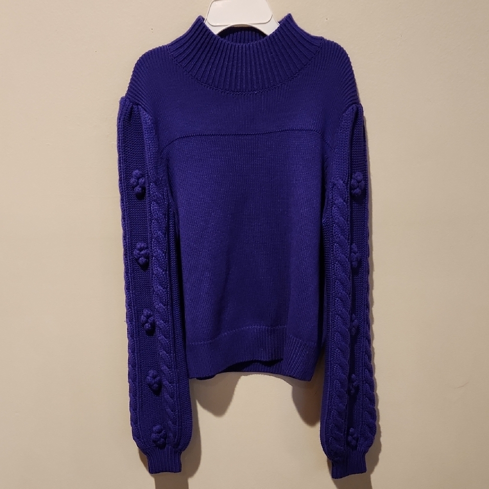 ❤️ ANTHROPOLOGIE MAEVE KIARA TEXTURED MERINO WOOL BLEND SWEATER, PURPLE, SMALL - Picture 3 of 13